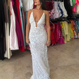 MISHA (ivory/white) Sapphire Sequin gown