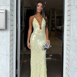 MISHA (yellow) Sapphire Sequin gown