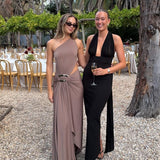 ANCE GRIA (brown) Serena one shoulder gown