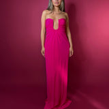 CHRISTOPHER ESBER (magenta pink) palm strapless gown