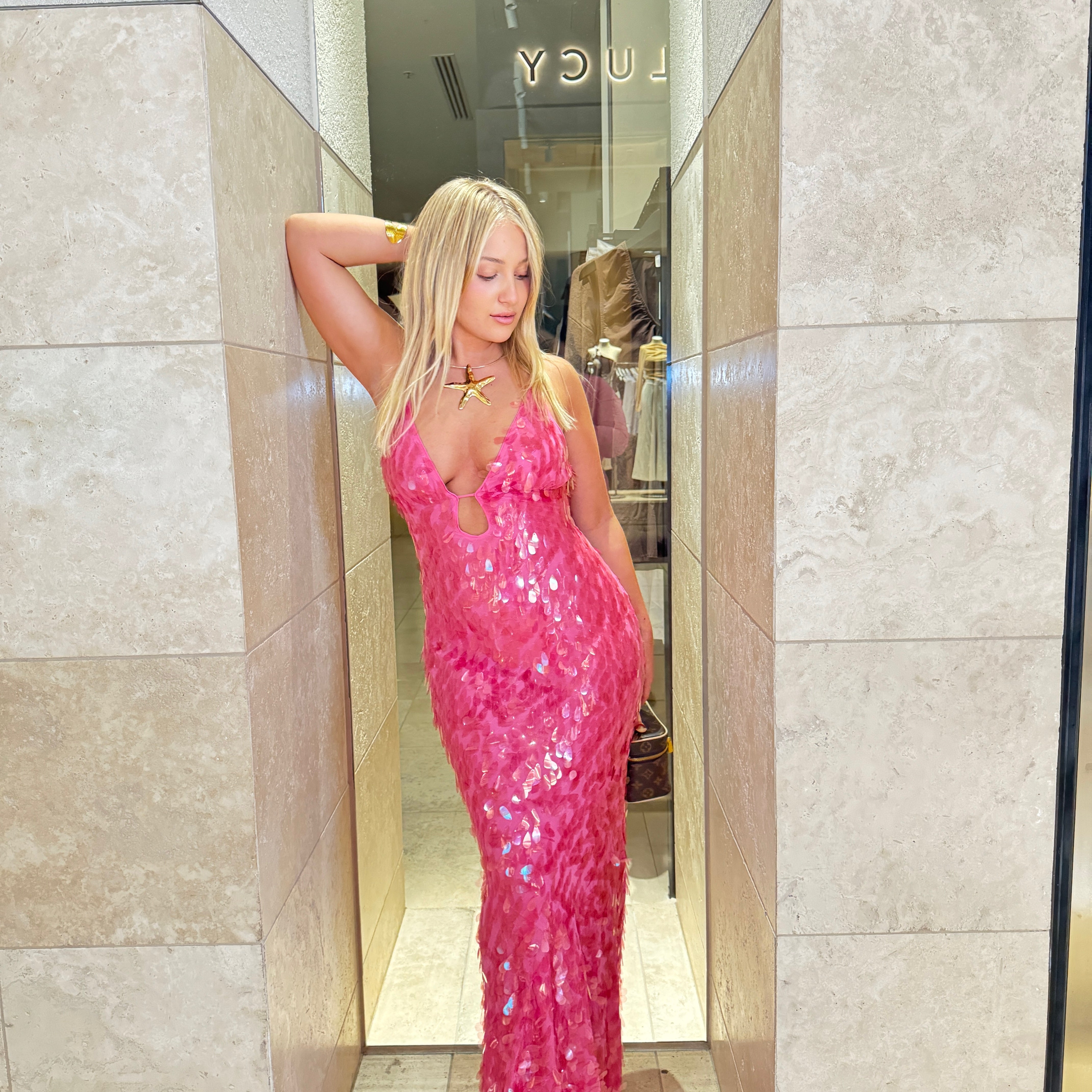 pink sequin dress australia Mayna Sequin Gown