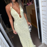 MISHA (yellow) Sapphire Sequin gown