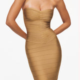 HOUSE OF CB (gold shimmer) Sweetheart bandage midi