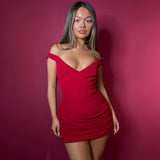 ARCINA ORI (red) Avery off shoulder mini