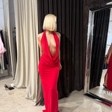 MISHA (red) Vanessa jersey halter maxi