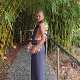 TOJHA (steele grey/blue) Dova halter maxi