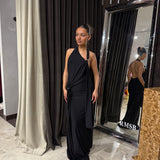 MISHA (black) Rivera one shoulder maxi