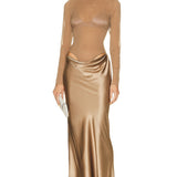 CHRISTOPHER ESBER (beige) long sleeve mesh/silk maxi