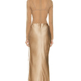 CHRISTOPHER ESBER (beige) long sleeve mesh/silk maxi