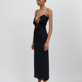 CHRISTOPHER ESBER Curly Petal Spaghetti Strap Venus Maxi (Black)