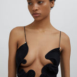 CHRISTOPHER ESBER Curly Petal Spaghetti Strap Venus Maxi (Black)