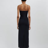CHRISTOPHER ESBER Curly Petal Spaghetti Strap Venus Maxi (Black)