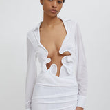 CHRISTOPHER ESBER Curly Petal Long Sleeve Venus Maxi (White)