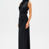 MISHA (black) Constantina High Neck silk maxi