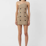 CAMILLA AND MARC (tan) Asteria strapless button up mini