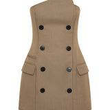 CAMILLA AND MARC (tan) Asteria strapless button up mini