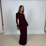 EFFIE KATS (wine) Cayley long sleeve gown