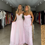 FENITY (pink) Gaia pleated halter maxi