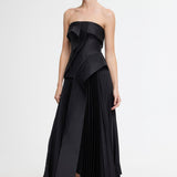 ACLER (black) Hammil pleated strapless midi