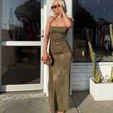 Diesel (gold) Metallic halter neck dress
