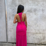 CHRISTOPHER ESBER (pink) Orion slinky halter gown