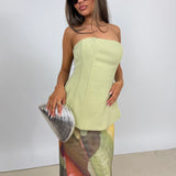 SHE IS OLLA (flower green) Marcelle strapless maxi