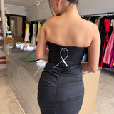 RACHEL GILBERT (black) Ren strapless rose gown