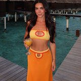 CHRISTOPHER ESBER (Mango/orange) multi Fran bandeau and Verner Loophole skirt set