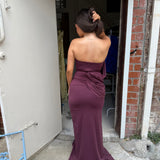 HEIRESS BEVERLY HILLS (wine) Gathered drape corset gown