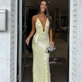 MISHA (yellow) Sapphire Sequin gown