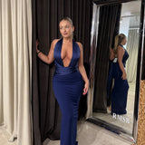 NOOKIE (navy blue) Chiara halter maxi