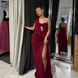 SHE IS OLLA (red) Madeleine one shoulder maxi