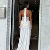 MIM AND BELL (white) Milina lace halter maxi