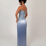 TABJA (blue) Lunarcolumn fringe gown