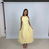 ODD MUSE (yellow) halter drop hem midi