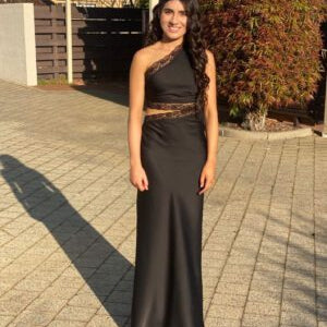 MISHA (black) Jillian Lace Silk gown