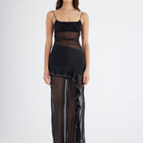 BENNI (black) Delilah singlet mesh frill maxi