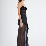 BENNI (black) Delilah singlet mesh frill maxi