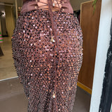 SYDNEY LANE (brown) Cheyne sequin top/skirt set