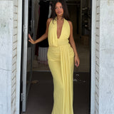 BEC AND BRIDGE (yellow) Cassis halter drape maxi