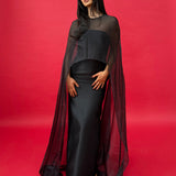 HUONG (black) Lynette cape maxi