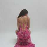 KIM SHUI (pink) Chiffon Rose floral maxi