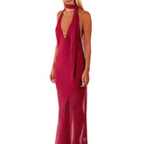 I AM DELILAH (red/white) polka dot halter maxi