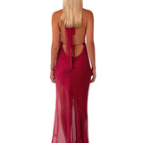 I AM DELILAH (red/white) polka dot halter maxi