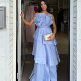 AJE (blue) Selestia frill gown