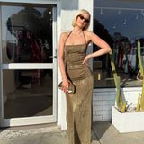 Diesel (gold) Metallic halter neck dress