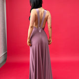ANCE GRIA (mauve) Rosa deep plunge gown