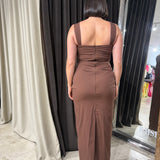 SIR THE LABEL (brown) Dahlia balconette midi