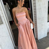 HANSEN AND GRETEL (rosette/peach) Audrey a-line midi