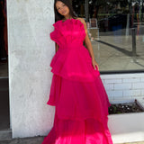 AJE (hot pink) Selestia frill gown